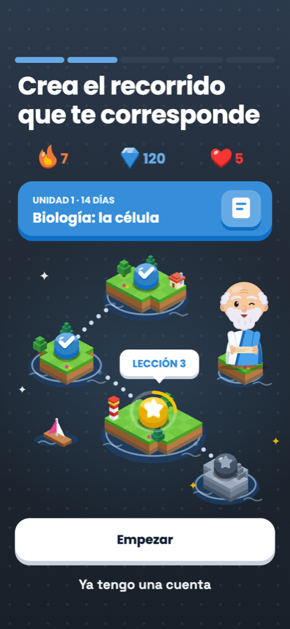 Estudito — ruta de aprendizaje con islas y racha