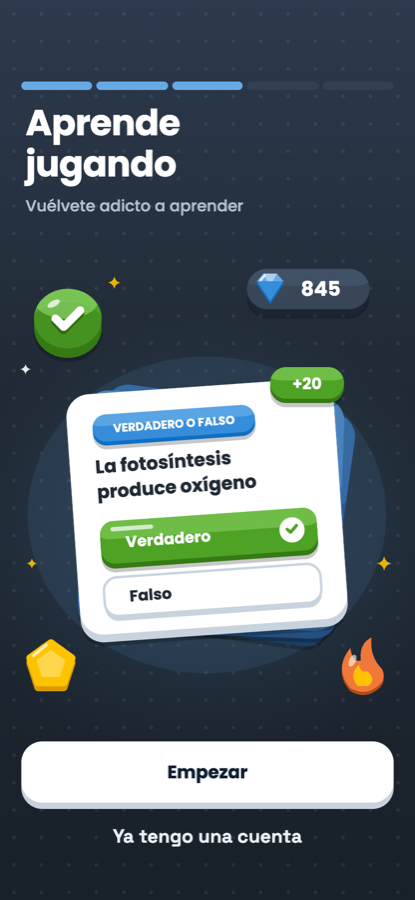 Estudito — pregunta de verdadero o falso con XP